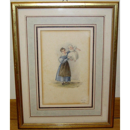 Drawing entitled ‘Mother and Child’, monogrammed ‘HC’, by Moinat SA – Antiques and decorative arts – Engravings, lithographs