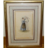 Dessin "Mère et enfant" monogrammé HC