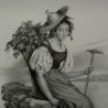 Gravure "Jeûne paysanne de Montreux"  sur Moinat SA  - Antiquités décoration -  Gravures, Lithos