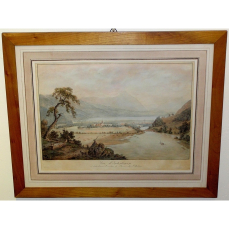 Engraving ‘View of Interlaken’ by König, published by Moinat SA – Antiques and decorative items – Engravings, lithographs