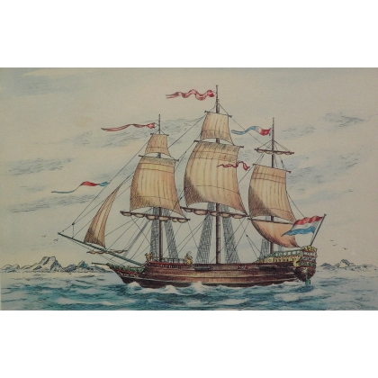Engraving: ‘17th-century merchant ship’ by Moinat SA – Antiques and decorative items – Engravings, lithographs
