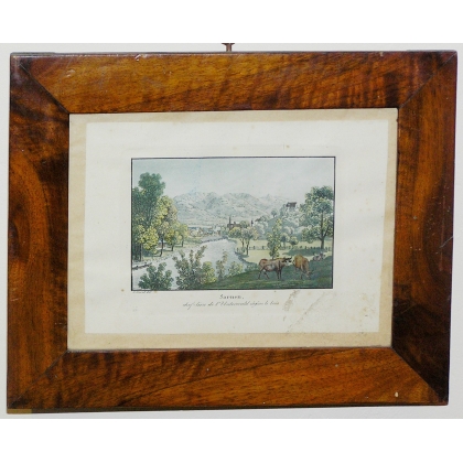 Kolorierter Stich „Sarnen“ von SCHMID bei Moinat SA – Antiquitäten und Dekoration – Stiche, Lithografien