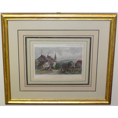 Gravure "St. Jacob bei Basel" par G.A.  sur Moinat SA  - Antiquités décoration -  Gravures, Lithos