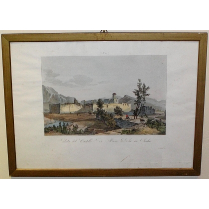 Stich „Veduta del Castello di Mare“ von Moinat SA – Antiquitäten und Dekoration – Stiche, Lithografien