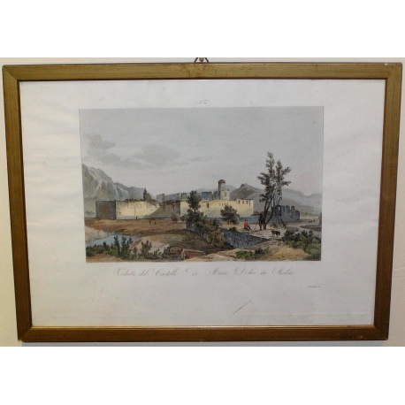 Stich „Veduta del Castello di Mare“ von Moinat SA – Antiquitäten und Dekoration – Stiche, Lithografien
