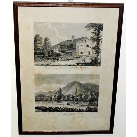 Gravure double "Moutier" par Le BARBIER  sur Moinat SA  - Antiquités décoration -  Gravures, Lithos