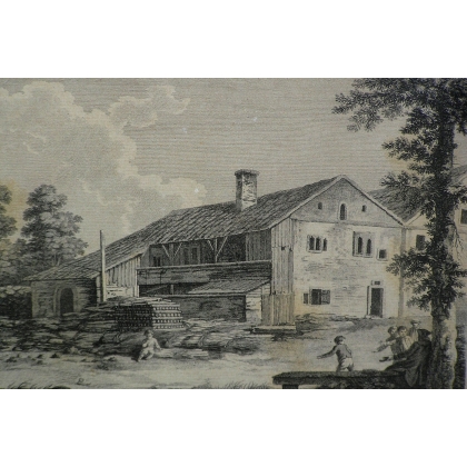 Gravure double "Moutier" par Le BARBIER  sur Moinat SA  - Antiquités décoration -  Gravures, Lithos