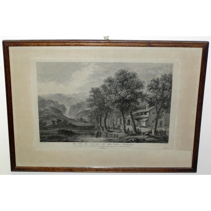 Gravure "IIIe vue du village de Moutiers-Travers"  sur Moinat SA  - Antiquités décoration -  Gravures, Lithos