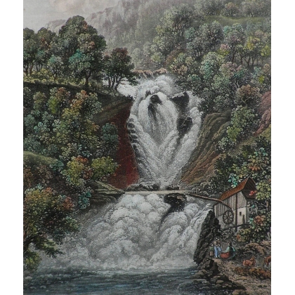 Gravure "Chûte du Reichenbach"  sur Moinat SA  - Antiquités décoration -  Gravures, Lithos