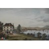 Gravure coloriée "Genève depuis la  sur Moinat SA  - Antiquités décoration -  Gravures, Lithos