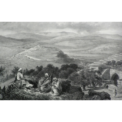 Engraving ‘Vista de Neby Samwil’ by FENN on Moinat SA – Antiques and decorative items – Engravings, lithographs