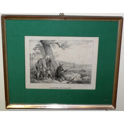 Engraving ‘Battue en plaine’ by DELPECH on Moinat SA – Antiques and decorative items – Engravings, lithographs
