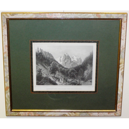 Gravure "Engelhörner, Wellhorn und  sur Moinat SA  - Antiquités décoration -  Gravures, Lithos