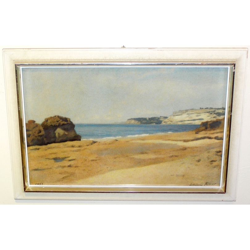 Aquarelle "Bord de mer" signée RIVIER