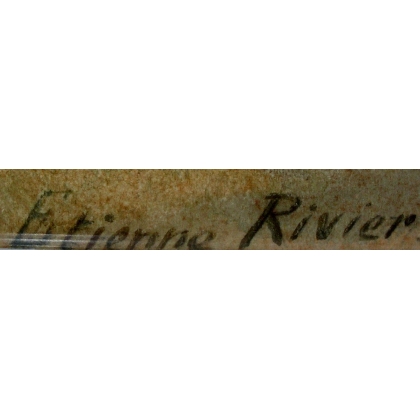 Watercolour painting ‘Seaside’ signed by Rivier on Moinat SA – Antiques and decorative arts – Gouaches, watercolours, pastels