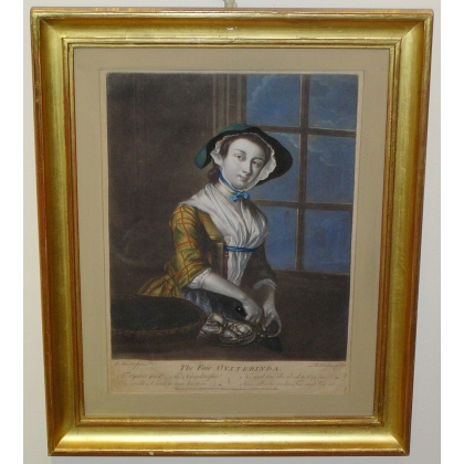 Coloured engraving "The Fair Oysterdina" by Moinat SA – Antiques and decorative items – Engravings, lithographs