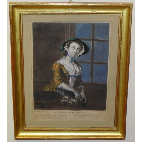 Coloured engraving "The Fair Oysterdina" by Moinat SA – Antiques and decorative items – Engravings, lithographs