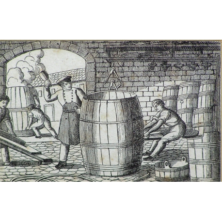 Gravure double "Fabrication de tonneaux"  sur Moinat SA  - Antiquités décoration -  Gravures, Lithos