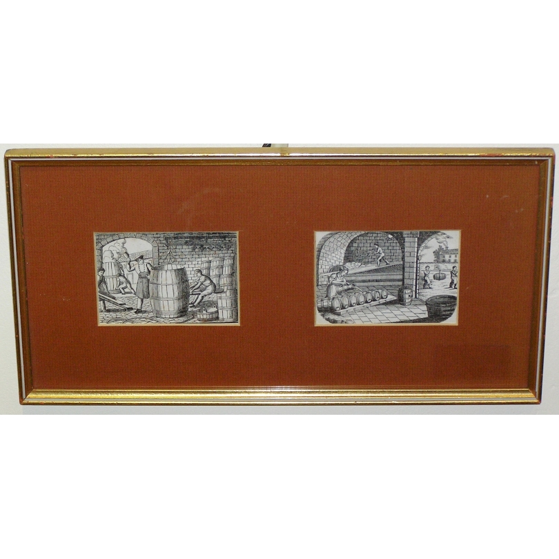 Gravure double "Fabrication de tonneaux"