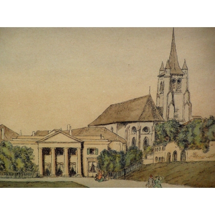 Stich „Lausanne“ von Vuillermet bei Moinat SA – Antiquitäten und Dekoration – Stiche, Lithografien