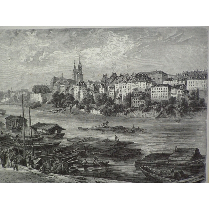 Radierung „Basel“ von Moinat SA – Antiquitäten und Dekorationsgegenstände – Radierungen, Lithografien