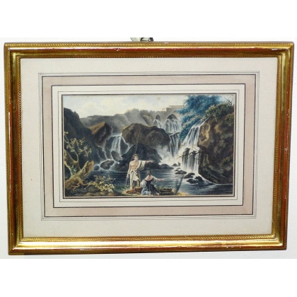 Gravure "chutes"  sur Moinat SA  - Antiquités décoration -  Gravures, Lithos