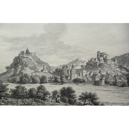Gravure \"Vue de La Ville de Sion\"