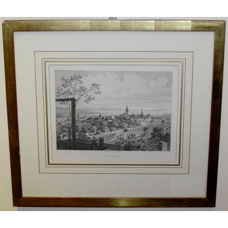 Engraving entitled ‘Bienne’ by GRAF, on Moinat SA – Antiques and decorative items – Engravings, lithographs
