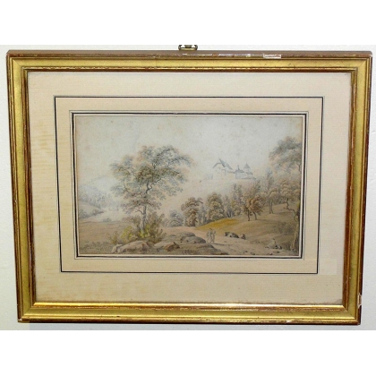 Watercolour painting ‘Landscape’ at Moinat SA – Antiques and home décor – Gouaches, watercolours, pastels
