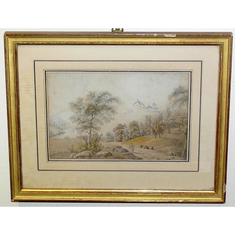 Watercolour painting ‘Landscape’ at Moinat SA – Antiques and home décor – Gouaches, watercolours, pastels