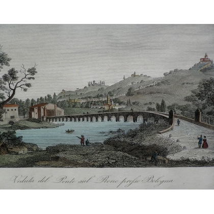 Stich „Veduta del ponte sul Reno“ von Moinat SA – Antiquitäten und Dekoration – Stiche, Lithografien