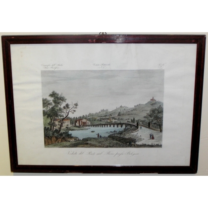 Stich „Veduta del ponte sul Reno“ von Moinat SA – Antiquitäten und Dekoration – Stiche, Lithografien