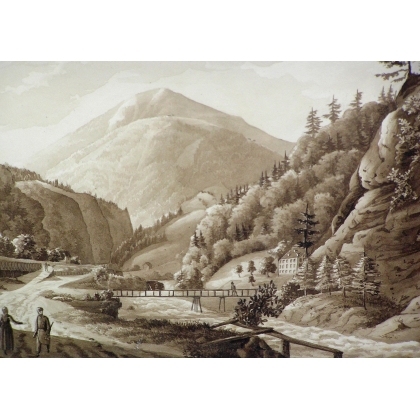 Tuschezeichnung „Berglandschaft“ bei Moinat SA – Antiquitäten und Dekoration