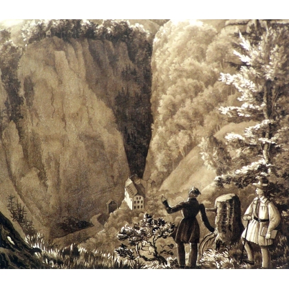 "Pfaffers Bad" wash drawing at Moinat SA – Antiques and Decor