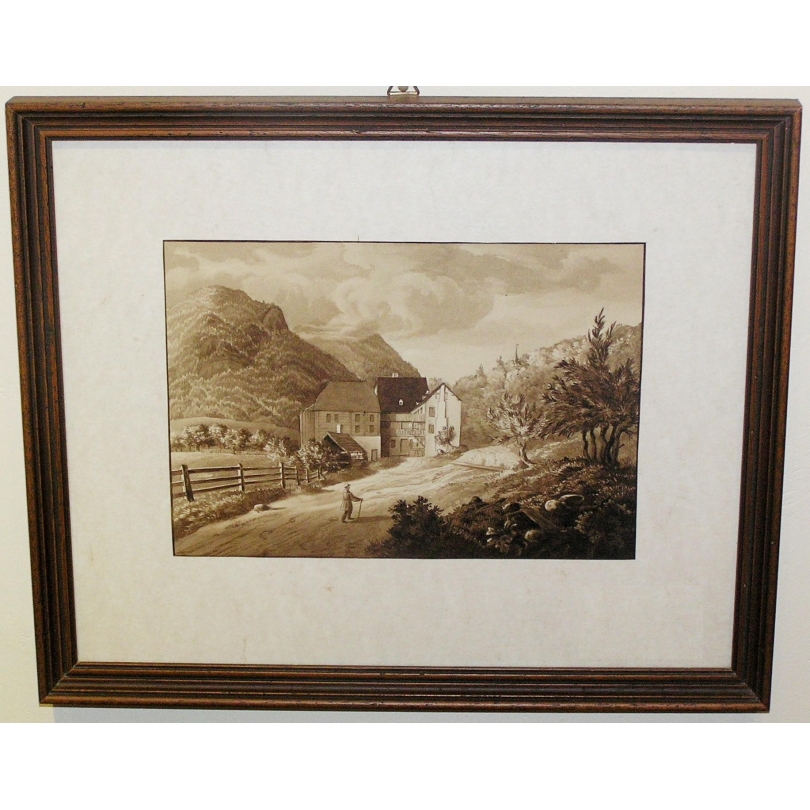 Lavis "Paysage de montagne"