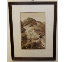 Lavis "Paysage de montagne"