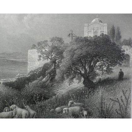 Engraving ‘El Monte Tabor’ by WOODWARD, published by Moinat SA – Antiques and decorative items – Engravings, lithographs