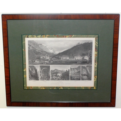 Gravure "Souvenir von Leuk Loëche"  sur Moinat SA  - Antiquités décoration -  Gravures, Lithos