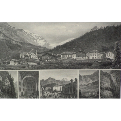 Gravure "Souvenir von Leuk Loëche"  sur Moinat SA  - Antiquités décoration -  Gravures, Lithos