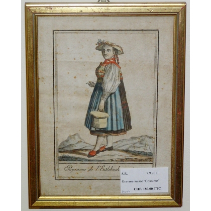 Gravure "Paysanne de l'Entlibuch en  sur Moinat SA  - Antiquités décoration -  Gravures, Lithos