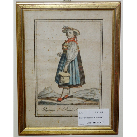 Engraving: ‘Peasant Woman from Entlibuch’ by Moinat SA – Antiques and decorative items – Engravings, lithographs