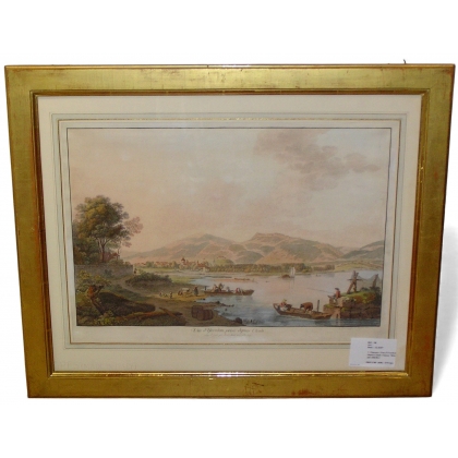 Engraving ‘View of Yverdon from Clindi’ by Moinat SA – Antiques and decorative items – Engravings, lithographs