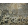 Engraving: ‘The Port of Neuchâtel in January’ by Moinat SA – Antiques and decorative items – Engravings, lithographs