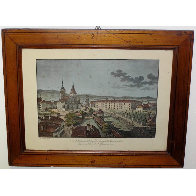 Gravure "Vue de l'église St Esprit et