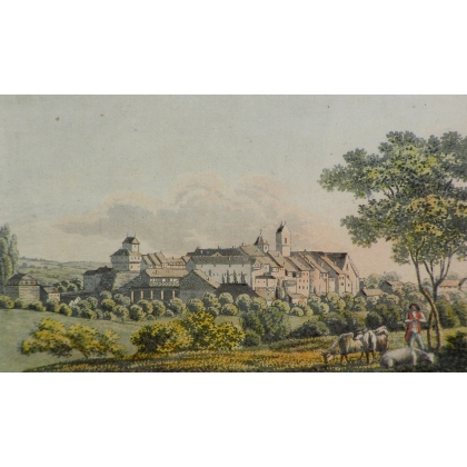 Gravure coloriée "Frauenfeld"  sur Moinat SA  - Antiquités décoration -  Gravures, Lithos