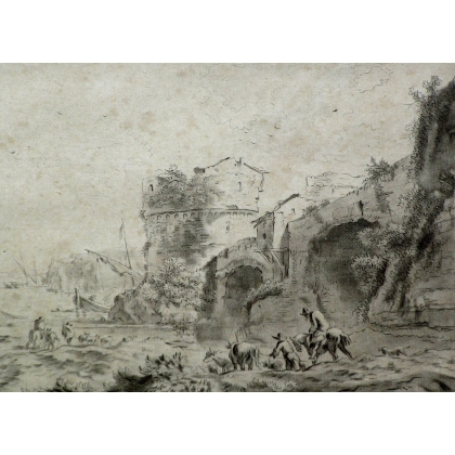 Gravure \"Ruine\" d\'après un dessin