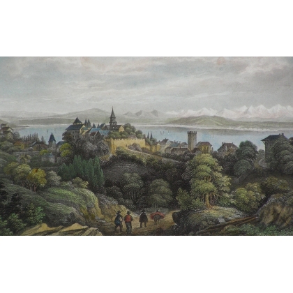 Gravure "Neuchâtel"  sur Moinat SA  - Antiquités décoration -  Gravures, Lithos