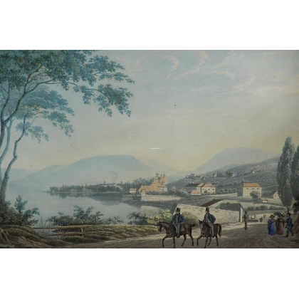 Gravure coloriée \"Neuchâtel\"