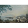 Gravure coloriée "Neuchâtel Vue prise  sur Moinat SA  - Antiquités décoration -  Gravures, Lithos