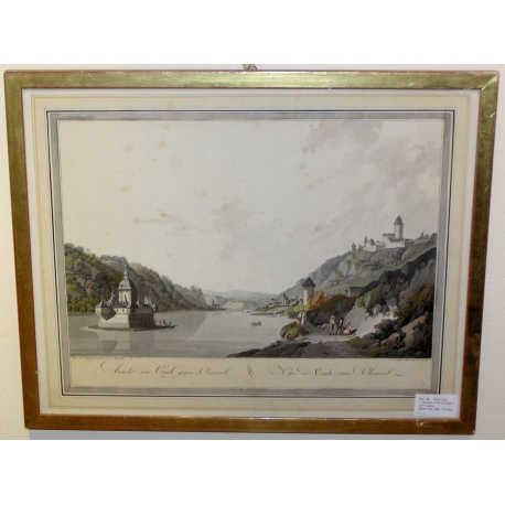 Engraving "View from Caub towards Oberwesel" by Moinat SA – Antiques and decorative items – Engravings, lithographs